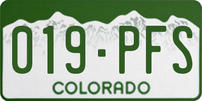 CO license plate 019PFS