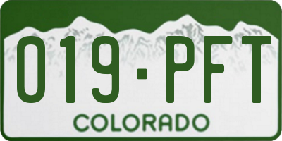 CO license plate 019PFT