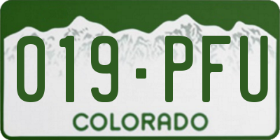 CO license plate 019PFU