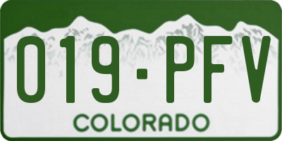CO license plate 019PFV
