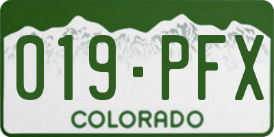 CO license plate 019PFX