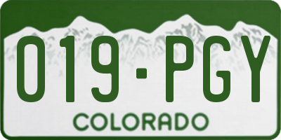 CO license plate 019PGY
