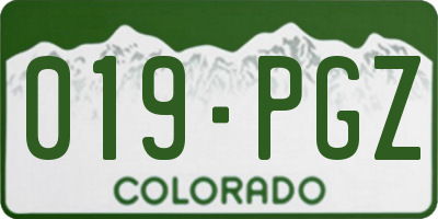 CO license plate 019PGZ