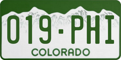 CO license plate 019PHI