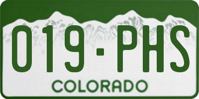 CO license plate 019PHS