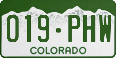 CO license plate 019PHW