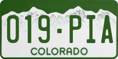 CO license plate 019PIA