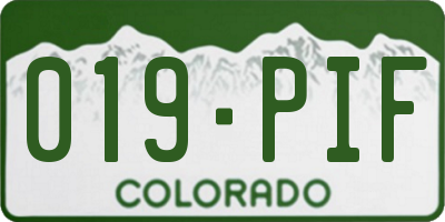CO license plate 019PIF