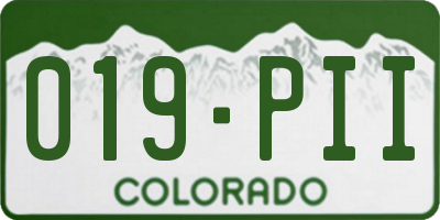 CO license plate 019PII