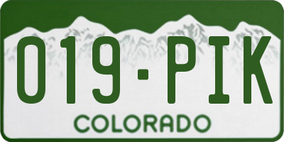 CO license plate 019PIK