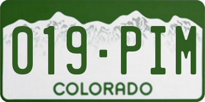 CO license plate 019PIM