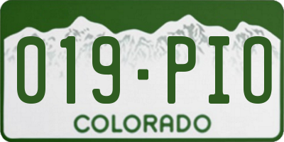 CO license plate 019PIO