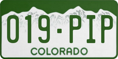 CO license plate 019PIP