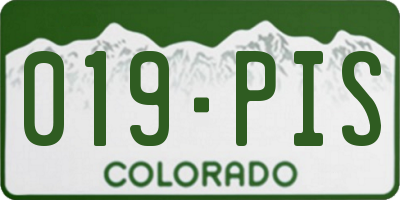 CO license plate 019PIS
