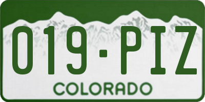 CO license plate 019PIZ