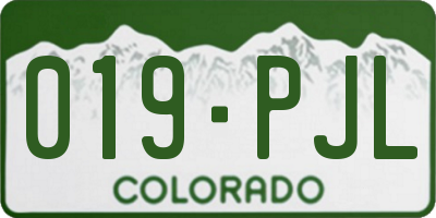 CO license plate 019PJL