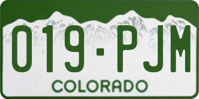 CO license plate 019PJM