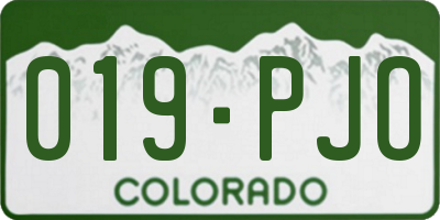 CO license plate 019PJO