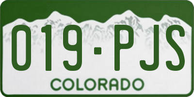 CO license plate 019PJS