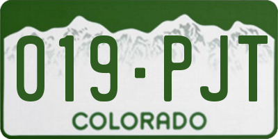 CO license plate 019PJT
