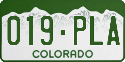 CO license plate 019PLA