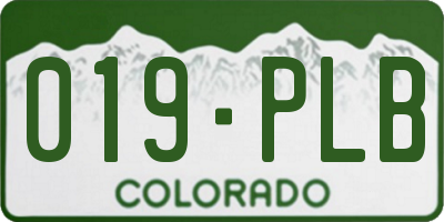 CO license plate 019PLB