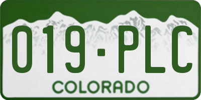 CO license plate 019PLC