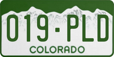 CO license plate 019PLD