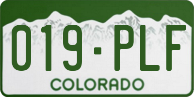 CO license plate 019PLF