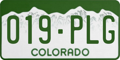 CO license plate 019PLG