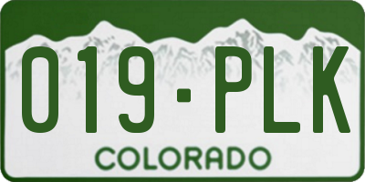 CO license plate 019PLK