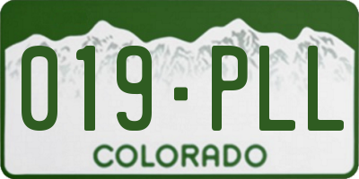 CO license plate 019PLL