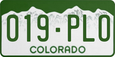 CO license plate 019PLO