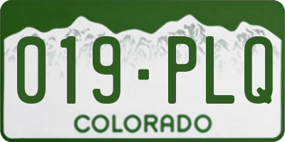 CO license plate 019PLQ