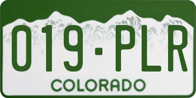 CO license plate 019PLR