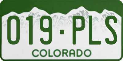 CO license plate 019PLS