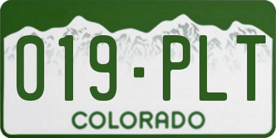 CO license plate 019PLT