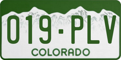 CO license plate 019PLV