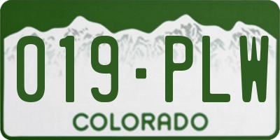CO license plate 019PLW