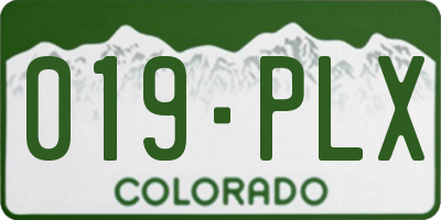 CO license plate 019PLX