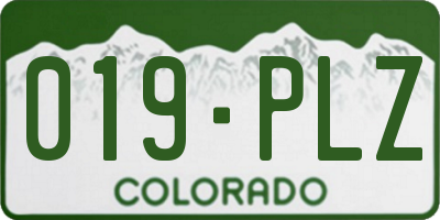 CO license plate 019PLZ