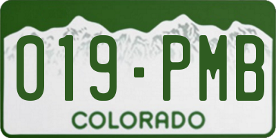 CO license plate 019PMB