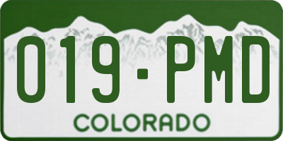 CO license plate 019PMD