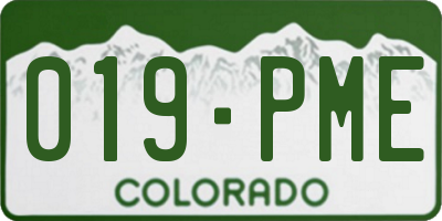 CO license plate 019PME