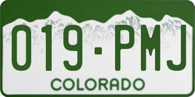 CO license plate 019PMJ