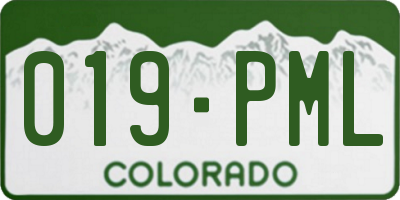 CO license plate 019PML