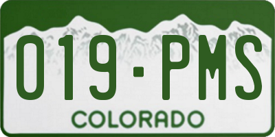 CO license plate 019PMS