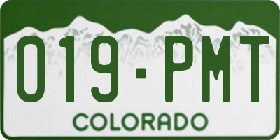 CO license plate 019PMT