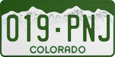 CO license plate 019PNJ
