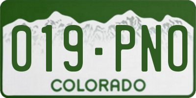 CO license plate 019PNO